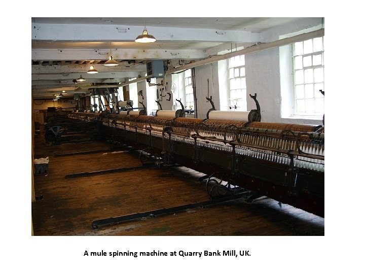 A mule spinning machine at Quarry Bank Mill, UK. 