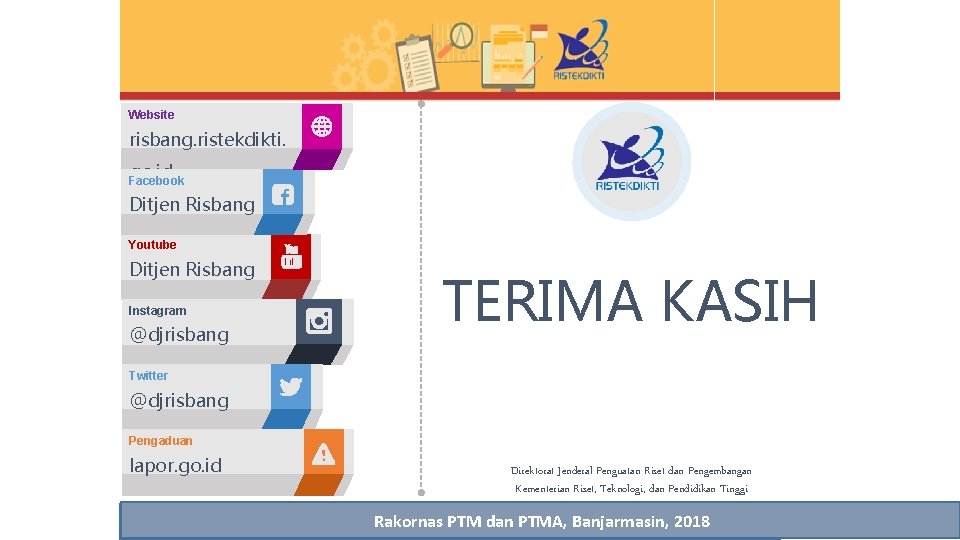 Website risbang. ristekdikti. go. id Facebook Ditjen Risbang Youtube Ditjen Risbang Instagram @djrisbang TERIMA