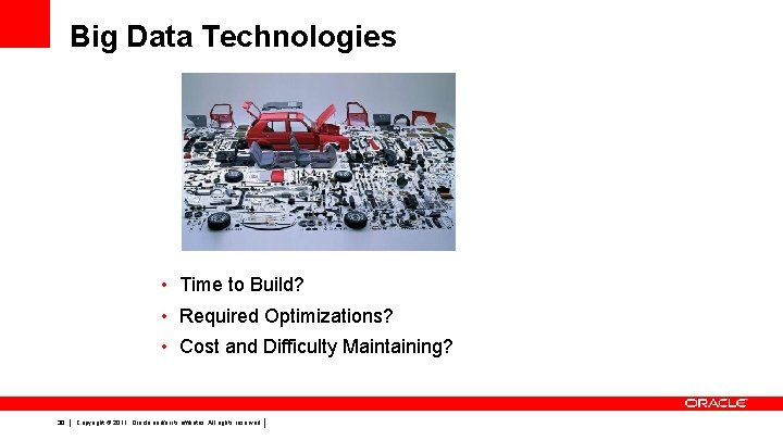 Big Data Technologies • Time to Build? • Required Optimizations? • Cost and Difficulty