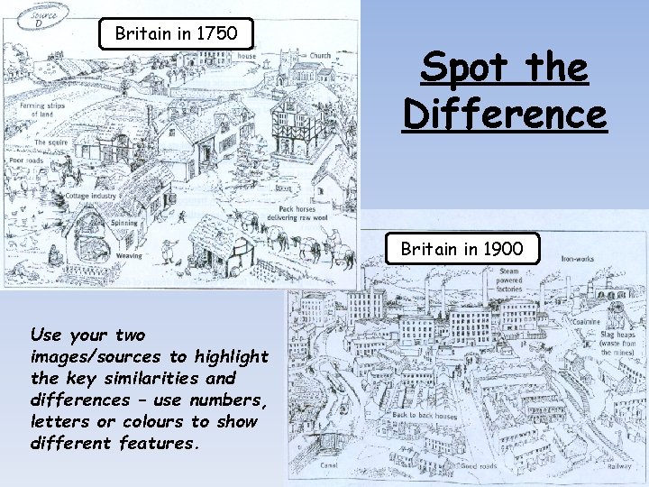 Britain in 1750 Spot the Difference Britain in 1900 Use your two images/sources to