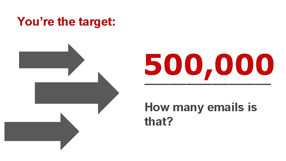 You’re the target: 500, 000 ________ How many emails is that? 
