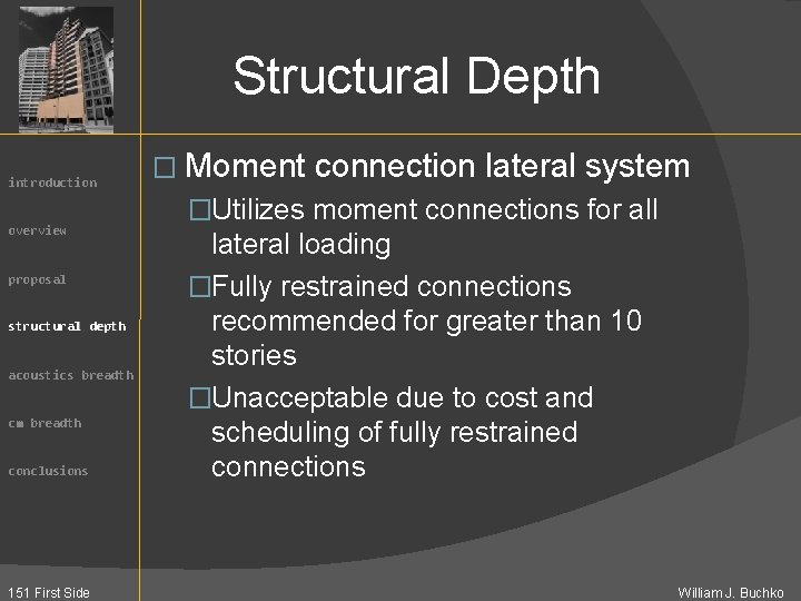 Structural Depth introduction overview proposal structural depth acoustics breadth cm breadth conclusions 151 First