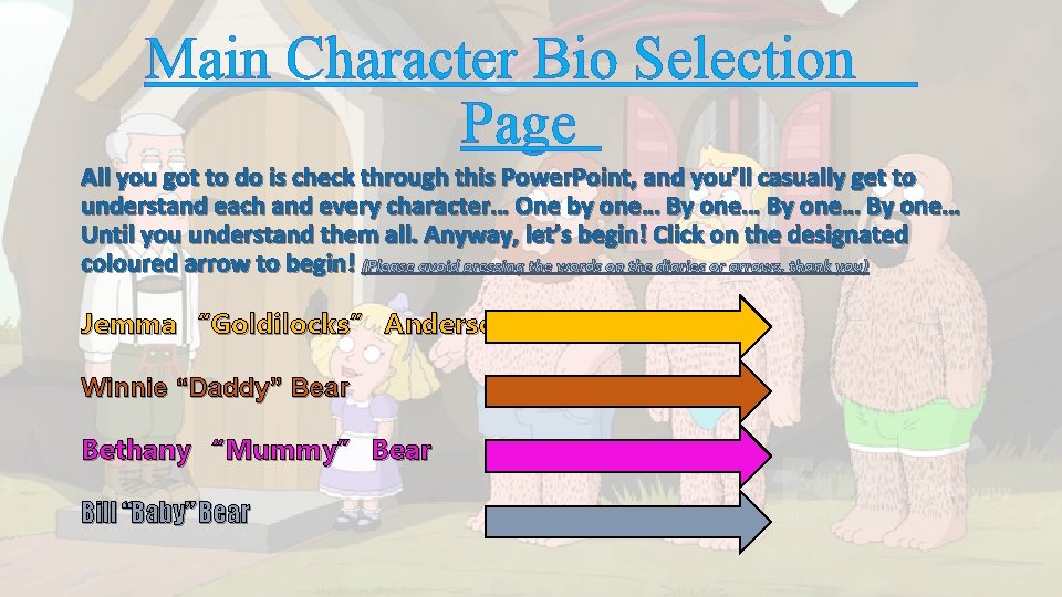 Main Character Bio Selection Page All you got to do is check through this