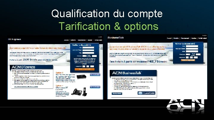 Qualification du compte Tarification & options 