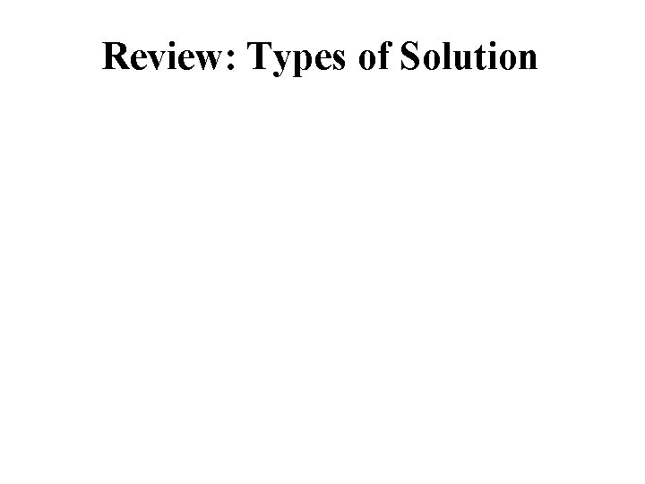Review: Types of Solution 