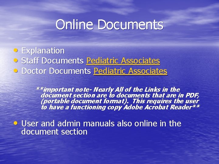 Online Documents • Explanation • Staff Documents Pediatric Associates • Doctor Documents Pediatric Associates