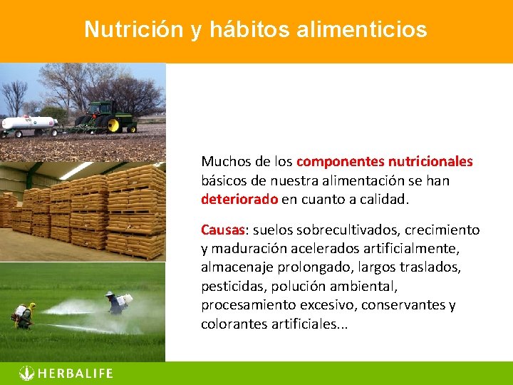 Nutrición y hábitos alimenticios Muchos de los componentes nutricionales básicos de nuestra alimentación se