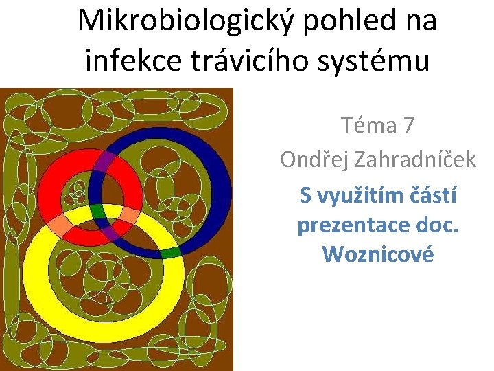 Mikrobiologický pohled na infekce trávicího systému Téma 7 Ondřej Zahradníček S využitím částí prezentace