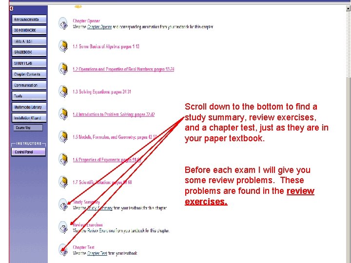 Scroll down to the bottom to find a study summary, review exercises, and a
