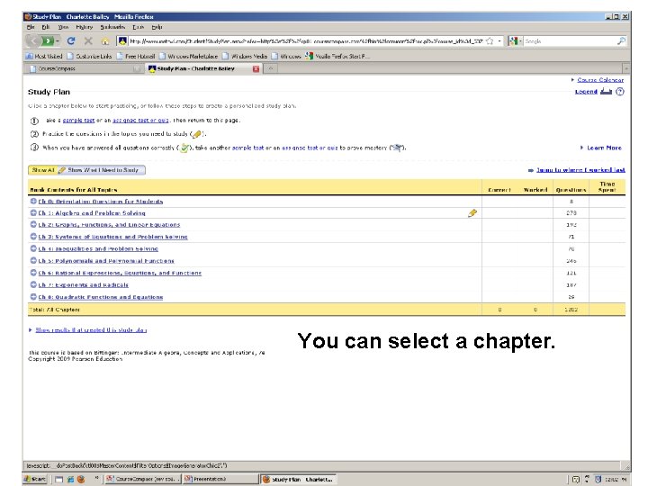You can select a chapter. 