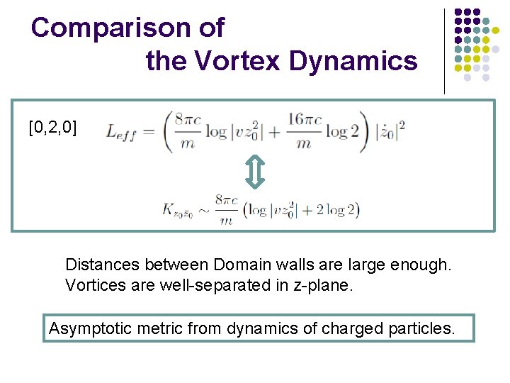 Comparison of the Vortex Dynamics [0, 2, 0] Distances between Domain walls are large