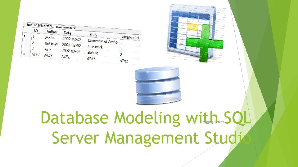 Database Modeling with SQL Server Management Studio Creating Tables 