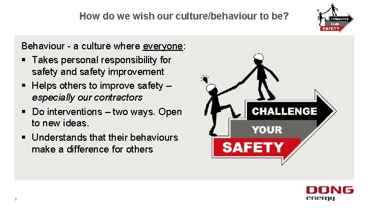 How do we wish our culture/behaviour to be? Behaviour - a culture where everyone: