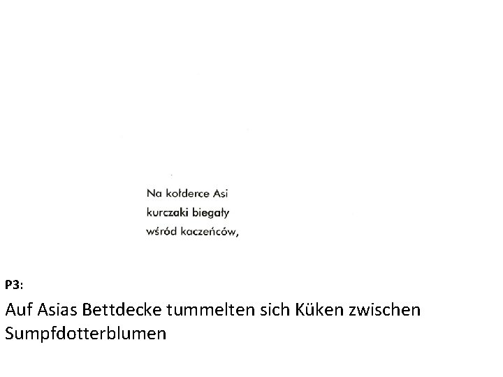 P 3: Auf Asias Bettdecke tummelten sich Küken zwischen Sumpfdotterblumen 