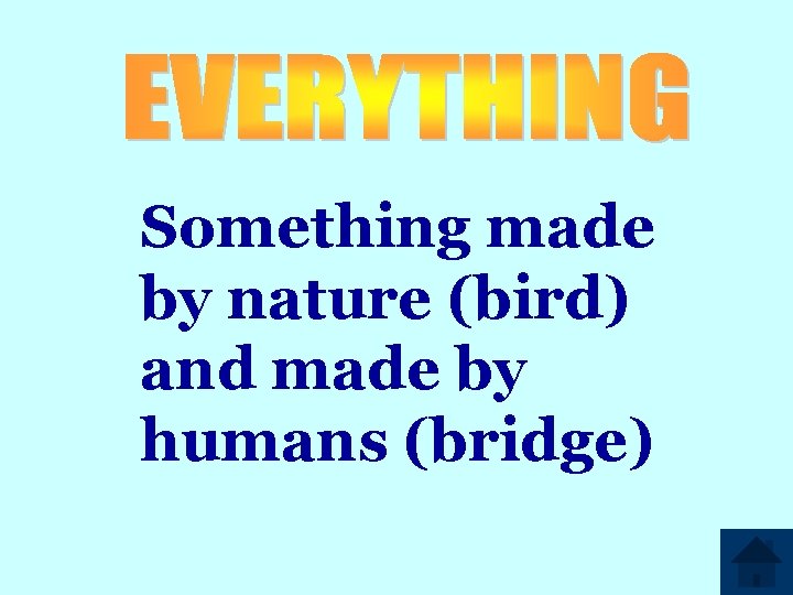 Something made by nature (bird) and made by humans (bridge) 