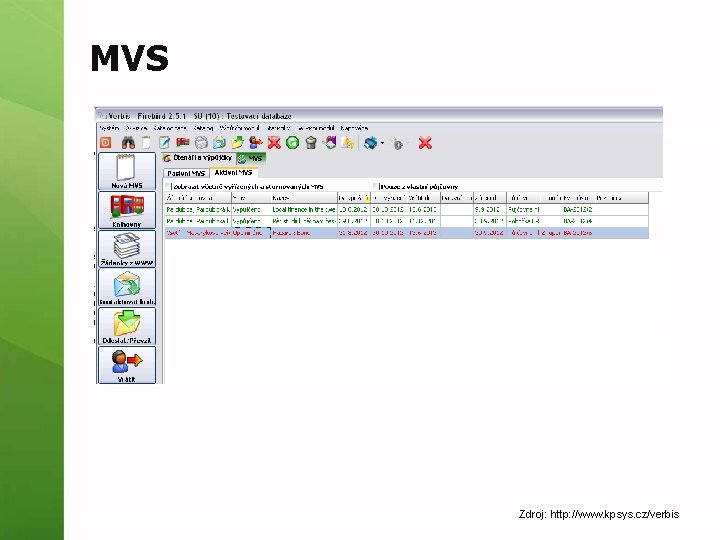MVS Zdroj: http: //www. kpsys. cz/verbis 