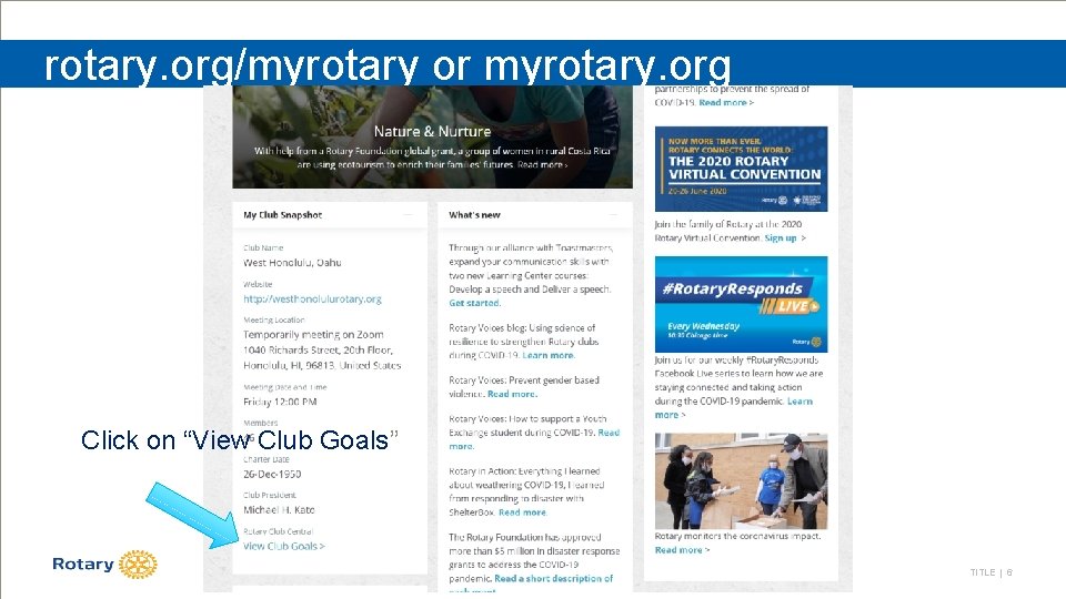 ROTARY CLUB CENTRAL Rotary International District 5000 rotary