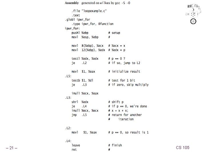 – 21 – CS 105 