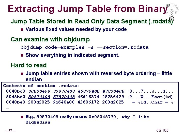 Extracting Jump Table from Binary Jump Table Stored in Read Only Data Segment (.