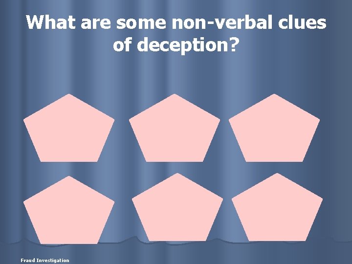 What are some non-verbal clues of deception? Fraud Investigation 