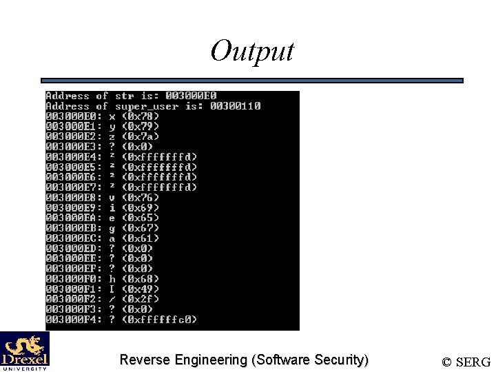 Output Reverse Engineering (Software Security) © SERG 