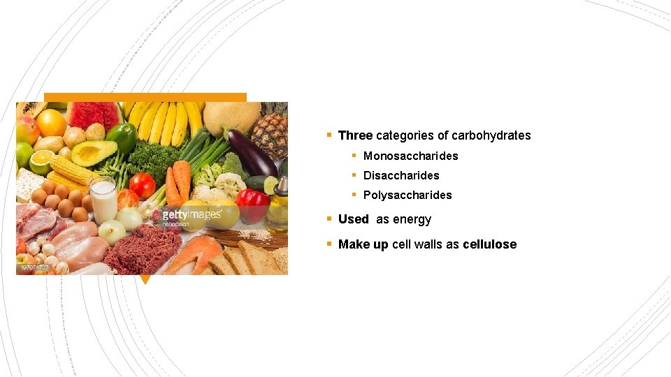 § Three categories of carbohydrates § Monosaccharides Carbohydrates § Disaccharides § Polysaccharides § Used