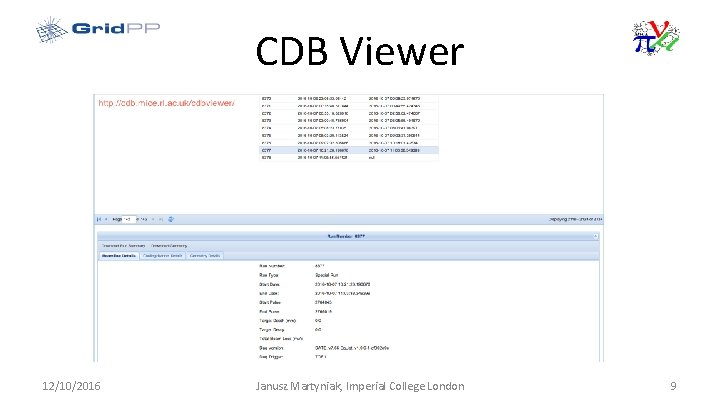 CDB Viewer 12/10/2016 Janusz Martyniak, Imperial College London 9 
