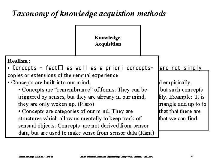 Taxonomy of knowledge acquistion methods Knowledge Acquisition Realism: • Concepts - fact� as well