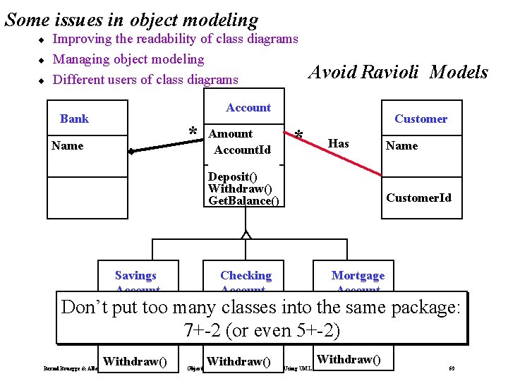 Some issues in object modeling ¨ ¨ ¨ Improving the readability of class diagrams