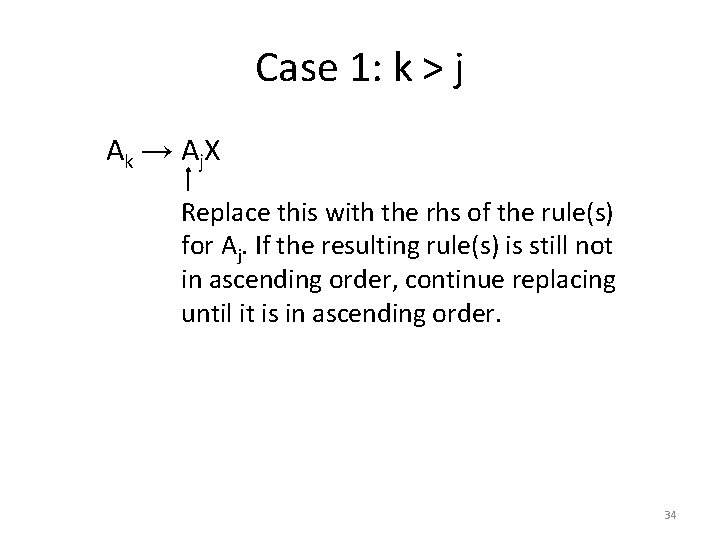 Case 1: k > j A k → A j. X Replace this with