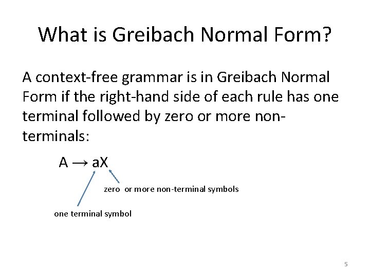 What is Greibach Normal Form? A context-free grammar is in Greibach Normal Form if