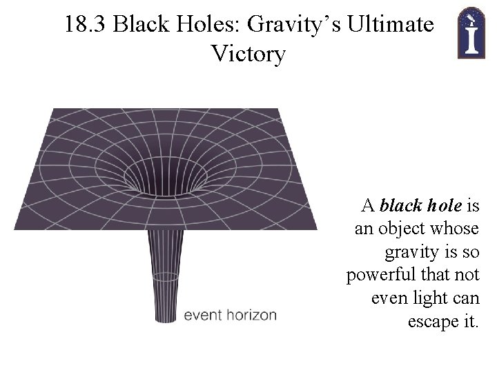 18. 3 Black Holes: Gravity’s Ultimate Victory A black hole is an object whose