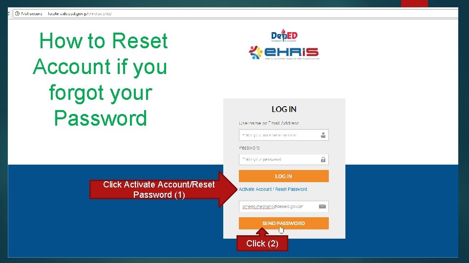 How to Reset Account if you forgot your Password Click Activate Account/Reset Password (1)