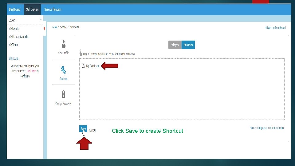 Click Save to create Shortcut 