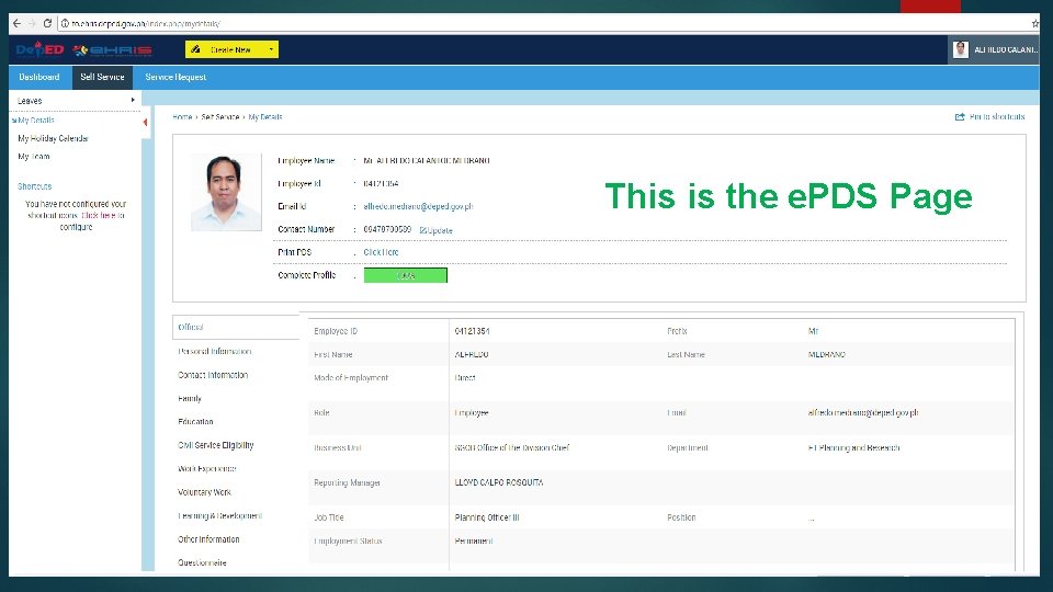 This is the e. PDS Page 