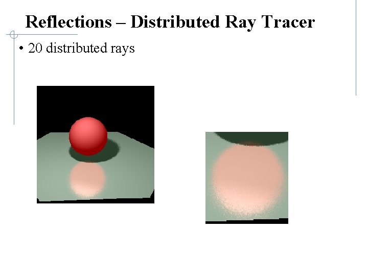 Reflections – Distributed Ray Tracer • 20 distributed rays 