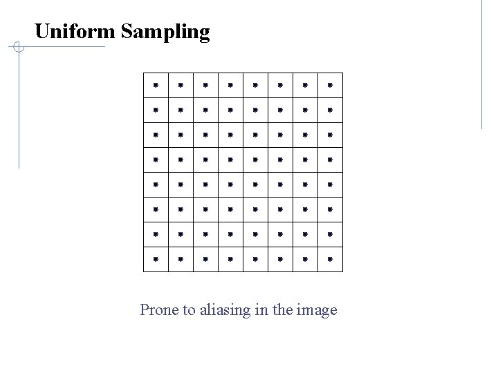 Uniform Sampling Prone to aliasing in the image 
