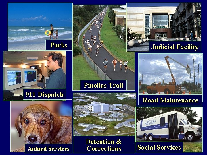 Parks Judicial Facility Pinellas Trail 911 Dispatch Animal Services Road Maintenance Detention & Corrections