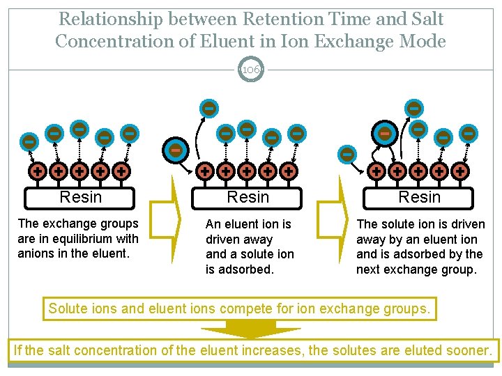 Relationship between Retention Time and Salt Concentration of Eluent in Ion Exchange Mode 106