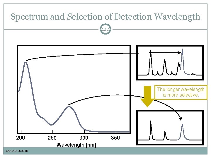 Spectrum and Selection of Detection Wavelength 120 The longer wavelength is more selective. 200