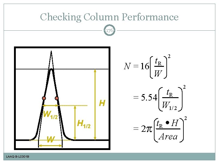 Checking Column Performance 176 t. R N = 16 W H W 1/2 W
