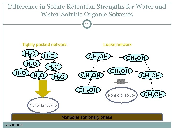 Difference in Solute Retention Strengths for Water and Water-Soluble Organic Solvents 62 Tightly packed