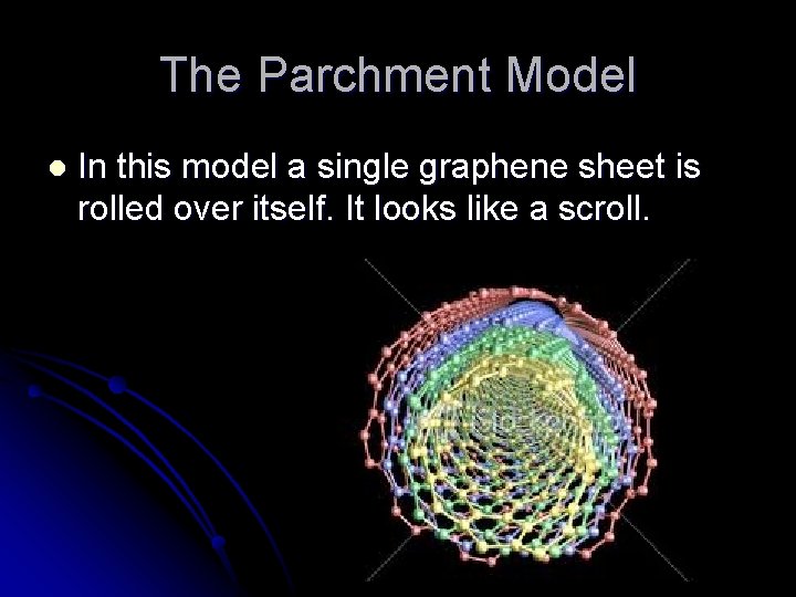 The Parchment Model l In this model a single graphene sheet is rolled over