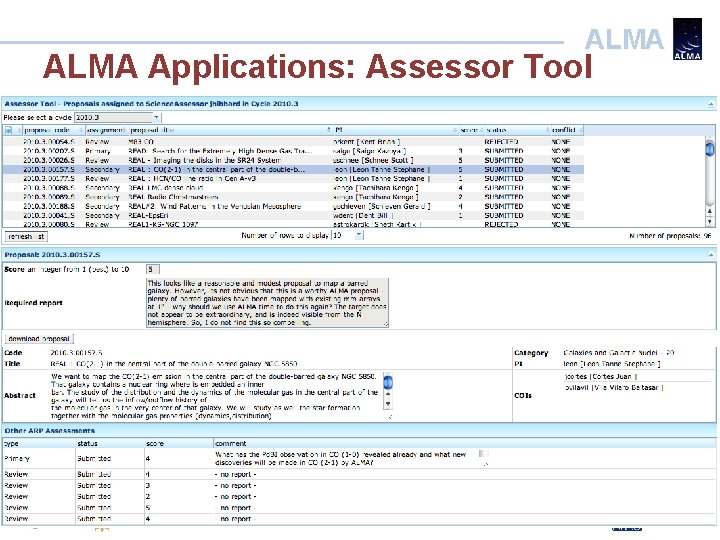 ALMA Applications: Assessor Tool ANASAC 13 -14 Sept 2010 