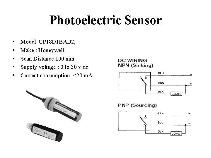 Photoelectric Sensor • • • Model CP 18 D 1 BAD 2, Make :