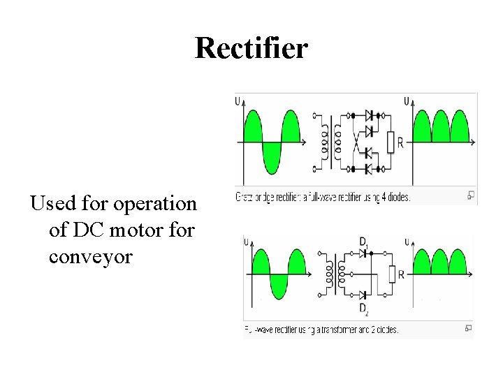 Rectifier Used for operation of DC motor for conveyor 