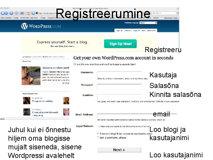 Registreerumine Registreeru Kasutaja Salasõna Kinnita salasõna email Juhul kui ei õnnestu hiljem oma blogisse