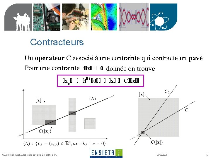 Contracteurs Un opérateur C associé à une contrainte qui contracte un pavé Pour une