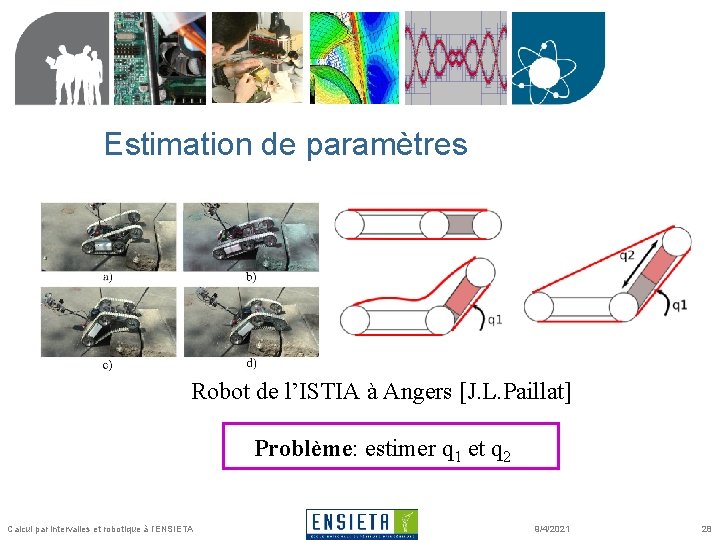 Estimation de paramètres Robot de l’ISTIA à Angers [J. L. Paillat] Problème: estimer q