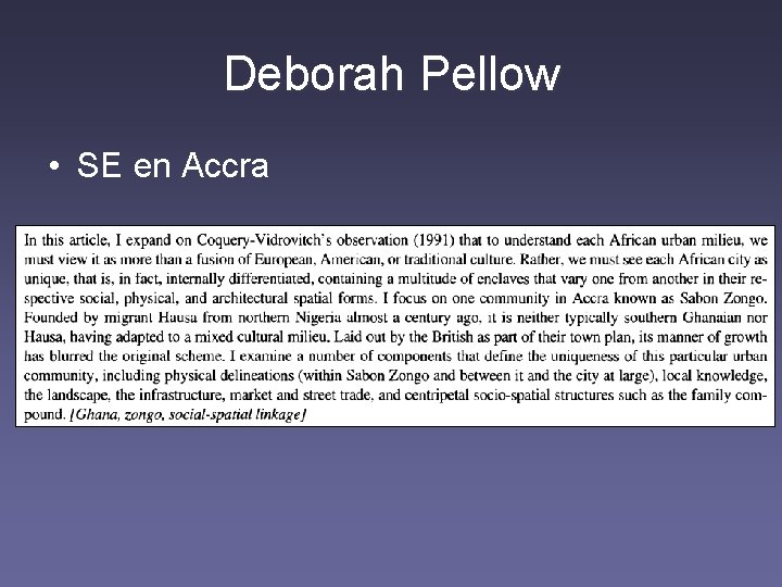 Deborah Pellow • SE en Accra 